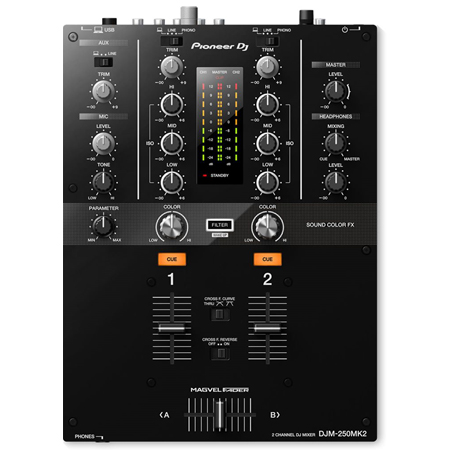 Pioneer DJM-250MK2 DJ Mixer with (2) PLX-500K Turntables & TT Cases