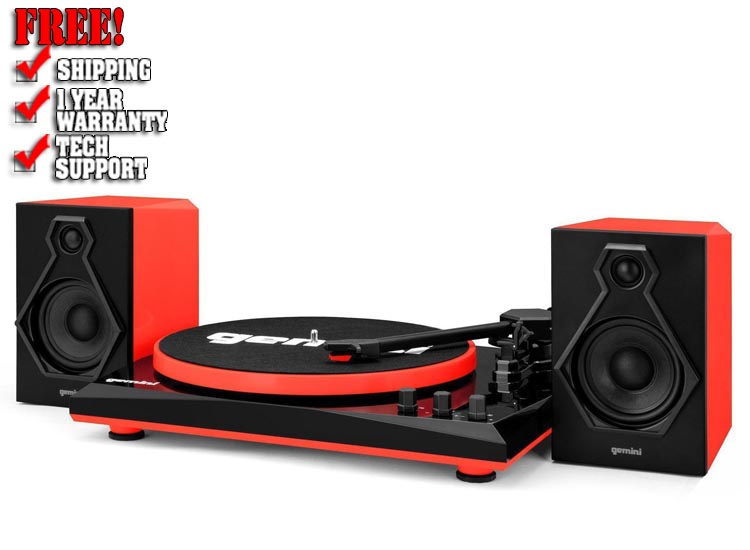 Gemini TT-900 Stereo Turntable System Black/Red