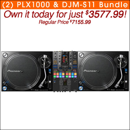  (2) Pioneer DJ PLX1000 Turntable and Pioneer DJ DJM-S11 SE Mixer Bundle 