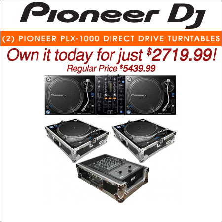 2 Pioneer PLX-1000 Direct Drive Turntables