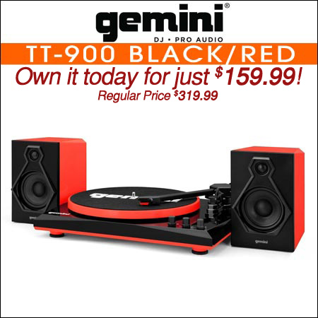 Gemini TT-900 Stereo Turntable System Black/Red