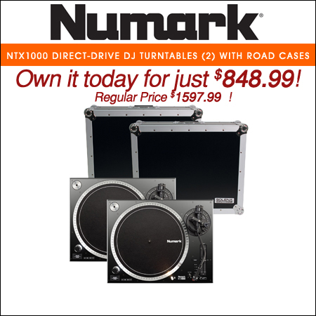 Numark NTX1000 Direct-Drive DJ Turntables (2) with Road Cases