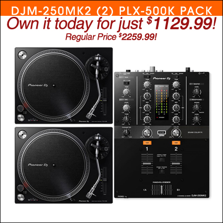 Pioneer DJM-250MK2 DJ Mixer & (2) PLX-500K Turntables 