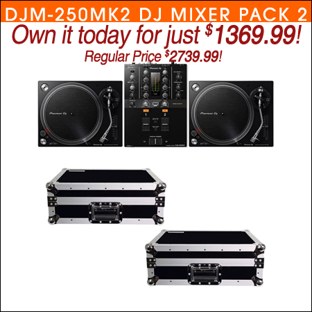 Pioneer DJM-250MK2 DJ Mixer with (2) PLX-500K Turntables & TT Cases 