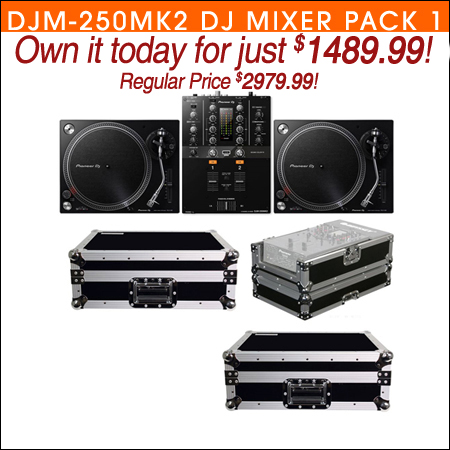 Pioneer DJM-250MK2 DJ Mixer with (2) PLX-500K Turntables & Cases 