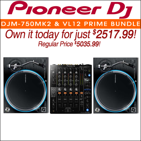 Pioneer DJ DJM-750MK2 + Denon DJ VL12 Prime Bundle 
