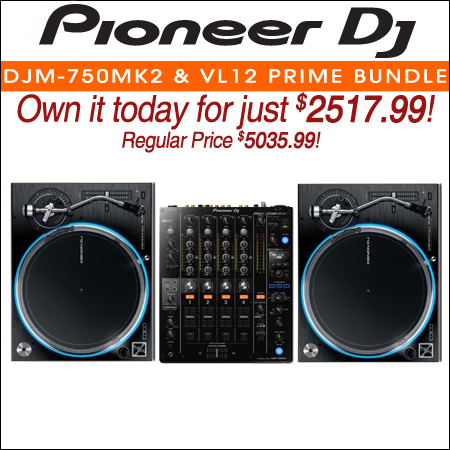 Pioneer DJ DJM-750MK2 + Denon DJ VL12 Prime Bundle 