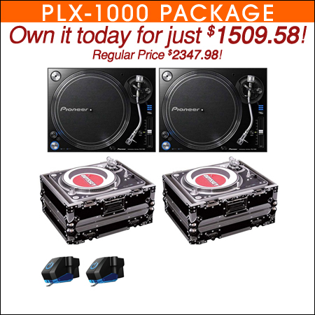 Pioneer PLX-1000 DJ Turntables with Cases & M44-7 Cartridges 