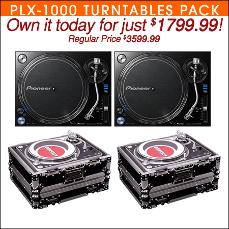 Pioneer PLX-1000 DJ Turntables with Road Cases 