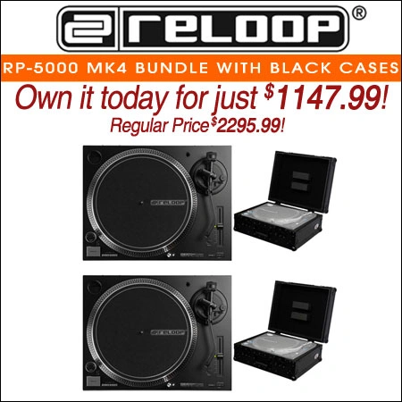 Reloop RP-5000 MK4 DJ Turntable Bundle with Black Cases