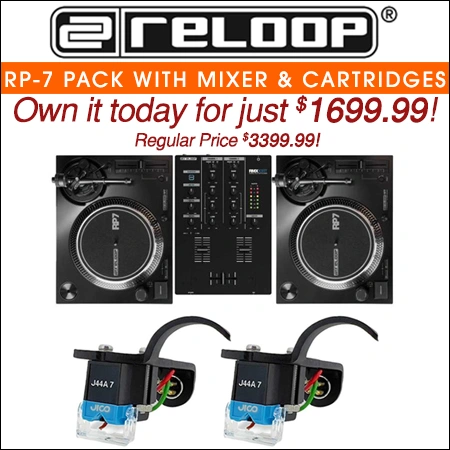 Reloop RP-7 DJ Turntable 2-Pack with Mixer & Cartridges