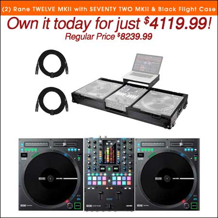 (2) Rane TWELVE MKII with SEVENTY TWO MKII Mixer & Black Flight Case Package