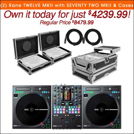 (2) Rane TWELVE MKII Turntable Controllers with SEVENTY TWO MKII Mixer & Individual Cases Package