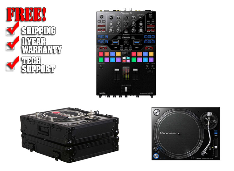 Pioneer DJM-S9 Serato Mixer + 2 PLX-1000 Turntable bundle with FREE Flight Cases