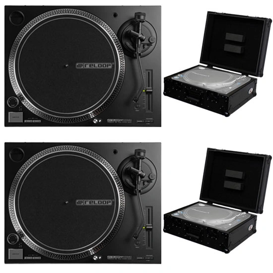 Reloop RP-5000 MK4 DJ Turntable Bundle with Dual Black Protective Flight Cases