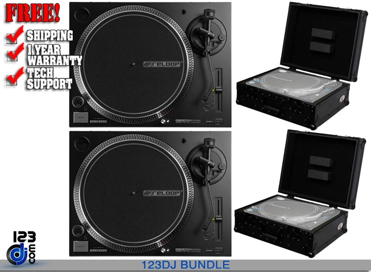 Reloop RP-5000 MK4 DJ Turntable Bundle with Black Cases