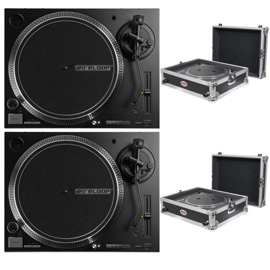 Reloop RP-5000 MK4 DJ Turntable Bundle with Two Black Protective Flight Cases