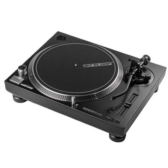 Reloop RP-5000 MK4 Vinyl DJ Turntable Side View with S Tonearm Design
