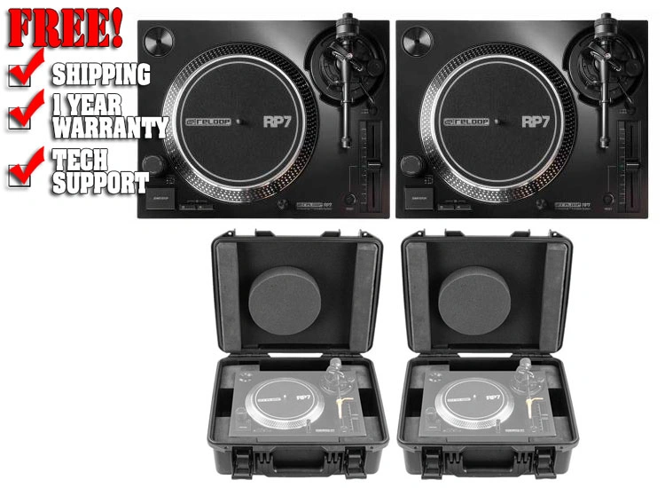 Reloop RP-7 DJ Turntable 2-Pack with Cases Package