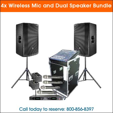 4x Wireless Mic and Dual Speaker Bundle