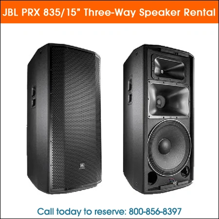 JBL prx835 15 three-way speaker Rental Chicago