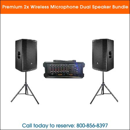 Premium 2x Wireless Microphone Dual Speaker Bundle