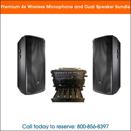 Premium 4x Wireless Microphone and Dual Speaker Bundle