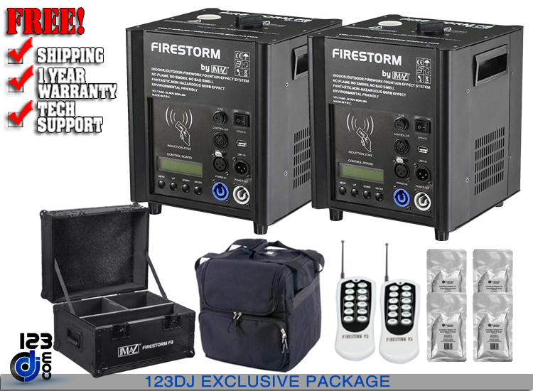 JMAZ Lighting JZ4001 Firestorm F3 (Black) 500W Cold Spark Machine Package