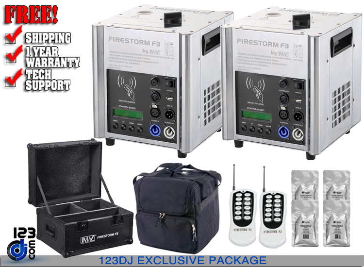 JMAZ Lighting JZ4003 Firestorm F3 Chrome Cold Spark Machine Package