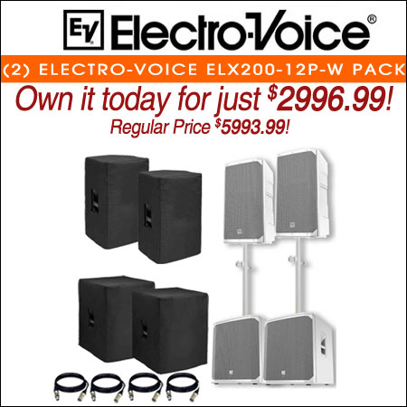 (2) Electro-Voice ELX200-12P-W 12" 2-Way White Powered Speakers with 18" White Powered Subwoofers Package