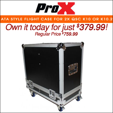 ProX ATA style Flight Case for 2x QSC K10 or K10.2 Speakers