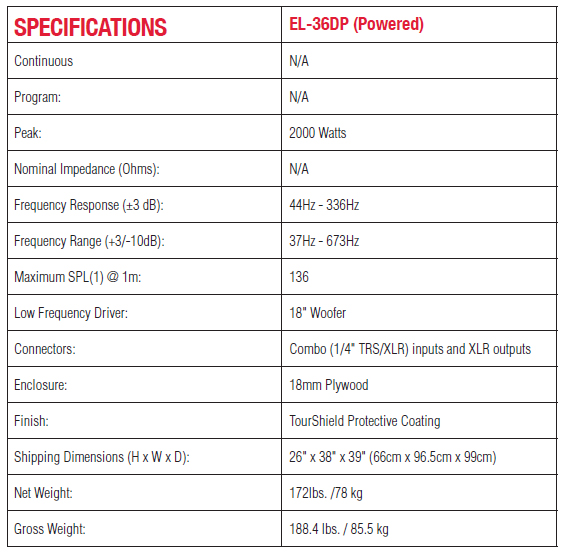 Cerwin-Vega EL-36DP