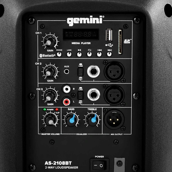 Gemini AS-2108BT 8" Bluetooth Active Loudspeaker