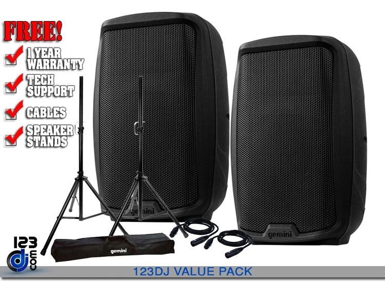 Gemini AS-2108BT 8" Bluetooth Active Loudspeaker VALUE PACK