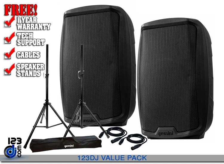 Gemini AS-2110BT Active 10" Loudspeaker with Bluetooth VALUE PACK