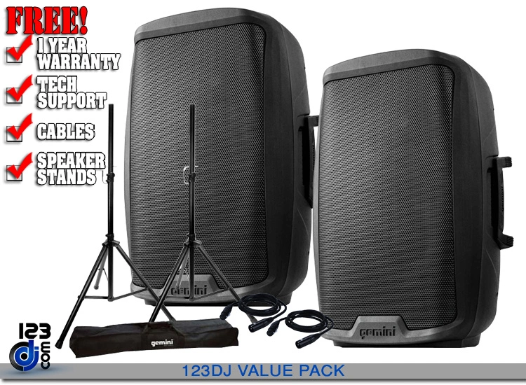Gemini AS-2112BT 12" Bluetooth Active Loudspeaker VALUE PACK