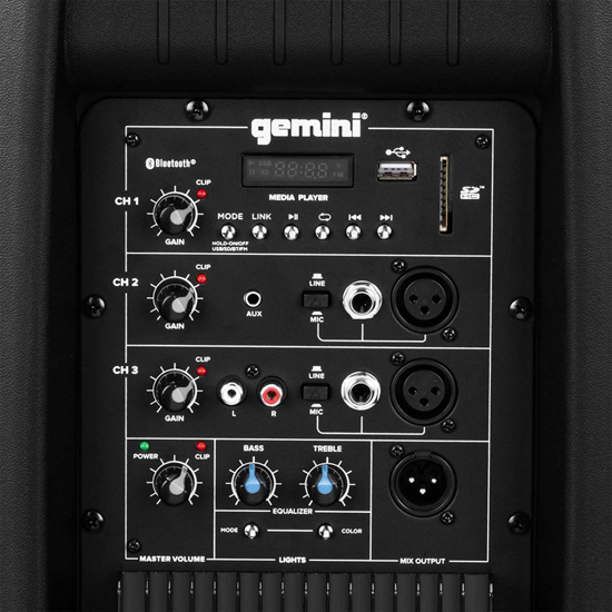 Gemini AS-2115BT-LT Active 15" LED Party Light Loudspeaker