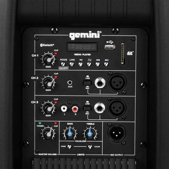 Gemini AS-2115BT-LT-PK 15" LED Party Light Loudspeaker Pack