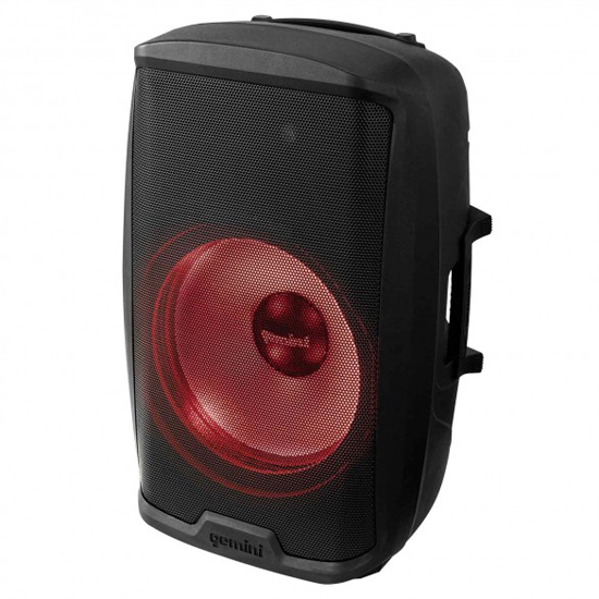 Gemini AS-2115BT-LT-PK Active 15" LED Party Light Loudspeaker with Stand & Microphone