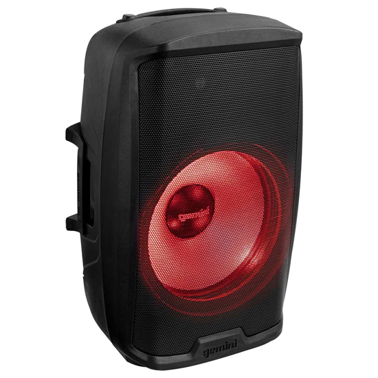 Gemini AS-2115BT-LT-PK Active 15" LED Party Light Loudspeaker with Stand & Microphone