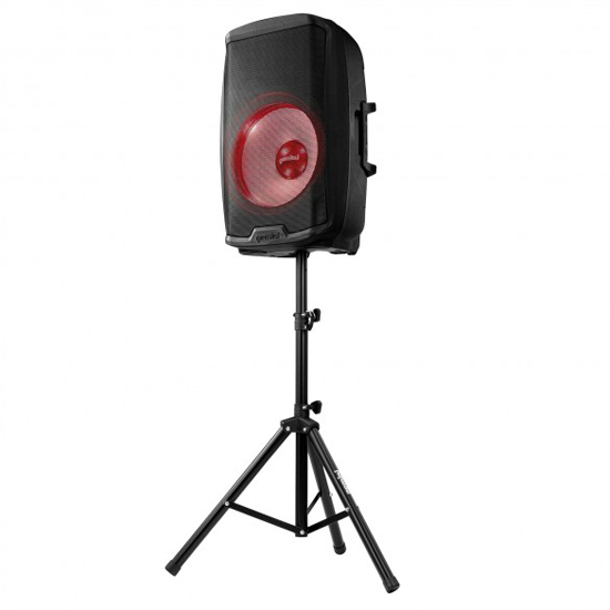 Gemini AS-2115BT-LT-PK Active 15" LED Party Light Loudspeaker with Stand & Microphone