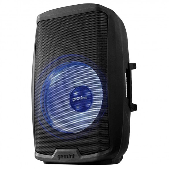 Gemini AS-2115BT-LT-PK Active 15" LED Party Light Loudspeaker with Stand & Microphone