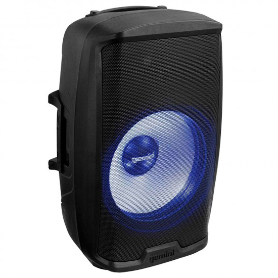 Gemini AS-2115BT-LT-PK Active 15" LED Party Light Loudspeaker with Stand & Microphone