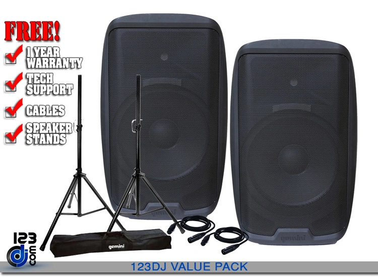 Gemini AS-2115BT 15" 2000W Active Bluetooth Loudspeaker VALUE PACK