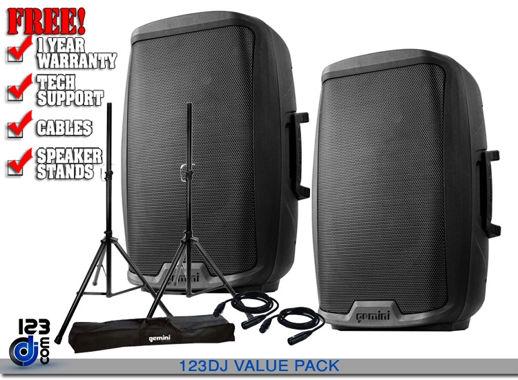 Gemini AS-2115P 15" Active PA Speaker VALUE PACK