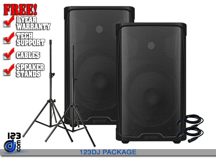 Gemini GD-115BT 15" 1000W Bluetooth PA Speaker VALUE PACK