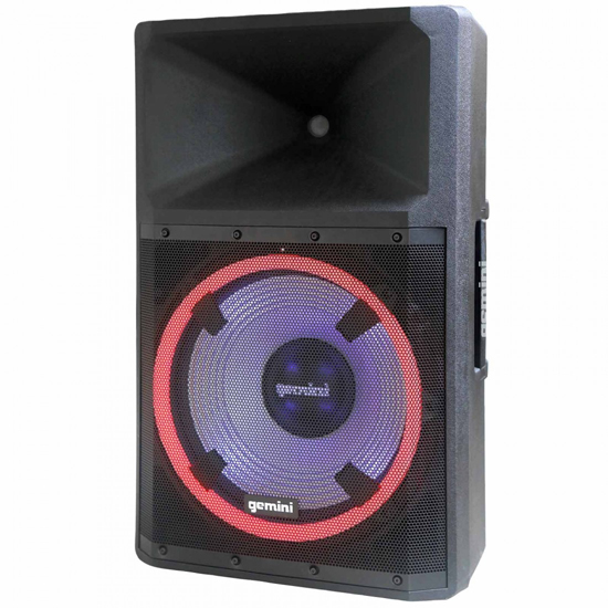 Gemini GSP-L2200PK 15" Bluetooth Portable LED Speaker with Stand and Microphone Bundle