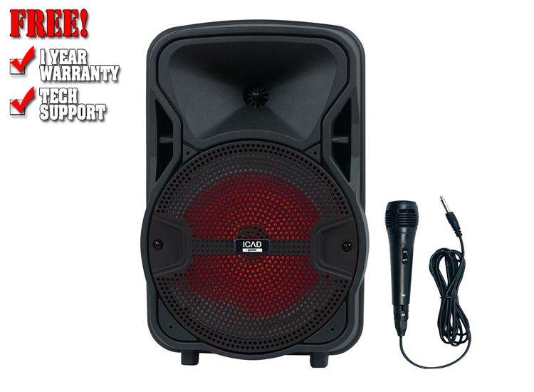 Gemini GSX-L208BTB 500 Watts 8" Backlit LED Light Show Bluetooth Rechargeable Party Speaker