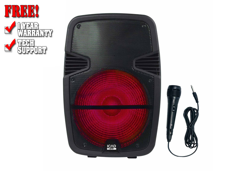 Gemini GSX-L515BTB 1000 Watts 15" Backlit LED Light Show Bluetooth Rechargeable Party Speaker