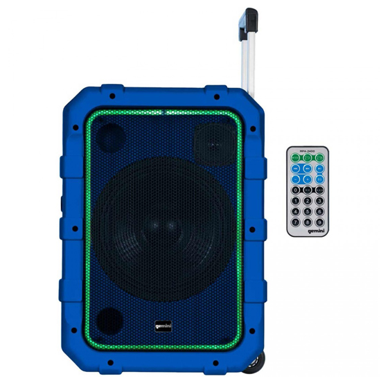 Gemini MPA-2400BLU Rechargeable Weather Resistant Trolley Speaker in Blue